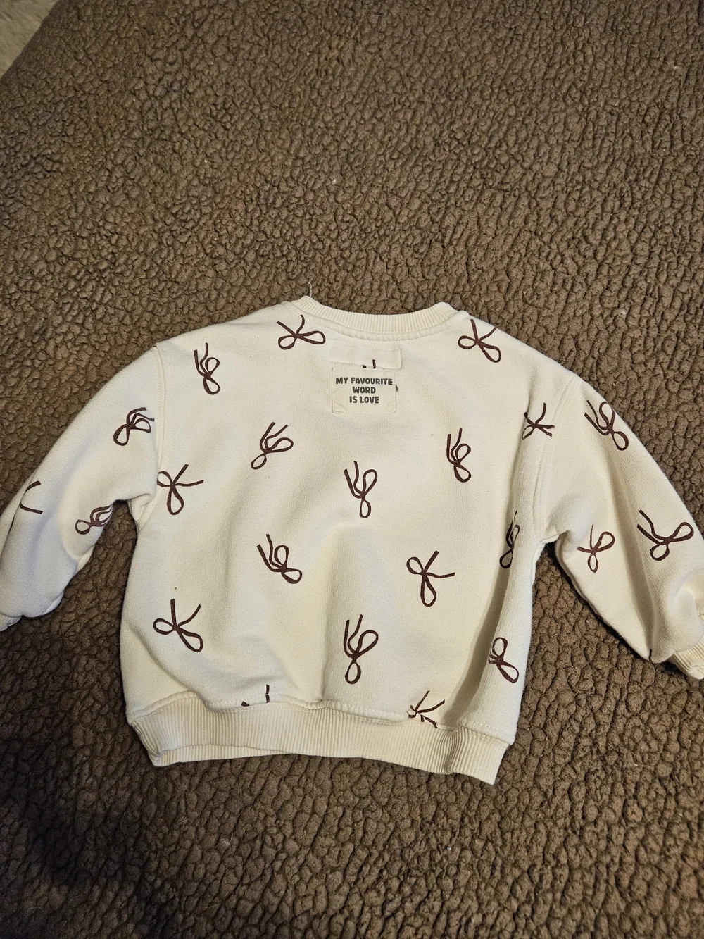 Zara Cream Sweatshirt with Brown Bow Motif